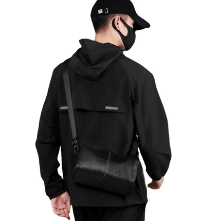 Japan Men's Portable Travel Commuter Small Shoulder Bag | New Niche Style Messenger Bag (PU Leather Crossbody Satchel)