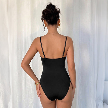 Summer Stitching Lace See through V neck Backless Sleeveless Jumpsuit Women Clothing