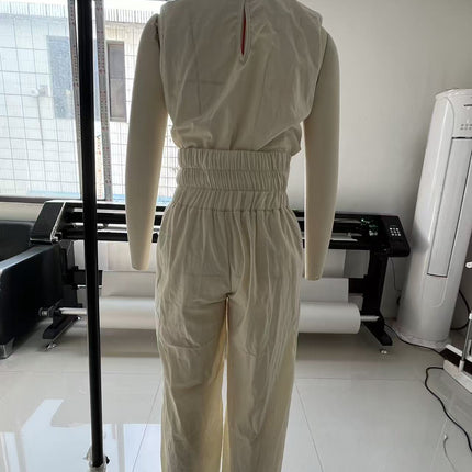 Elegant Women Simple Cotton Linen Jumpsuit