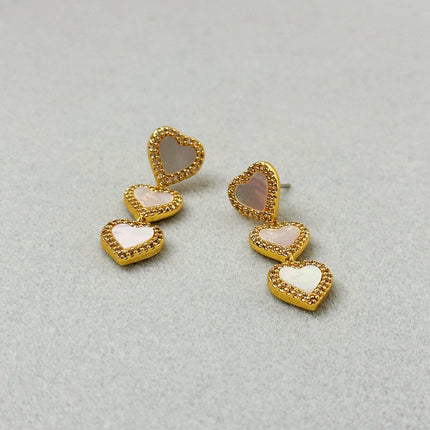 Romantic Aura Series Three-Dimensional Long Love Heart Fringed Zircon Stud Earrings Elegant High Grade Earrings Women