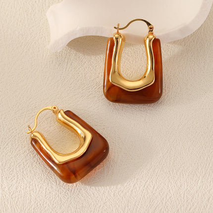 Retro U Shaped Acrylic Earring Eardrop High Sense French Simple Exquisite Ear Clips Earrings Women