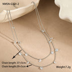 One Size / NMSN-G321-2 Steel White Zirconium Necklace