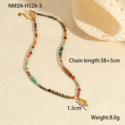 Affordable Luxury Natural Stone Necklace Stainless Steel Clavicle Chain Fresh Niche Multi Treasure Retro Necklace