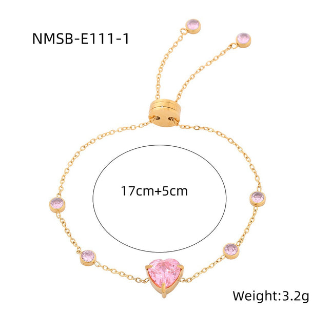 Arrival Starry Sky Heart Shape with Diamond Titanium Steel Bracelet Women Special Interest Light Luxury Colorful Crystals Stainless Steel Bracelet