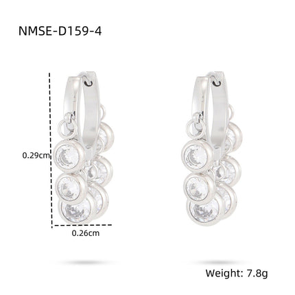 18K Vacuum Gold Plated round Diamond Stainless Steel Earrings for Women Affordable Luxury Colorful Crystals Titanium Steel Earrings Women
