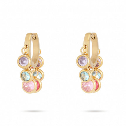 18K Vacuum Gold Plated round Diamond Stainless Steel Earrings for Women Affordable Luxury Colorful Crystals Titanium Steel Earrings Women
