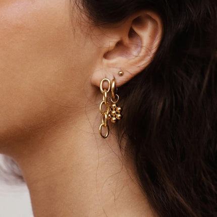 Celebrities Titanium Steel Earrings Long Cuban Chain Earrings Jewelry 18K Gold Stainless Steel Women Earrings Accessories