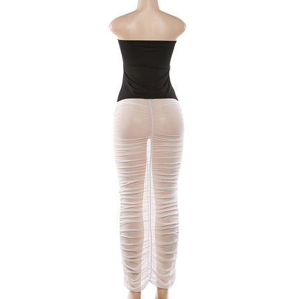 Tube Top Hollow Out Skirt Set