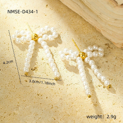 Arrival Pearl Bow Titanium Steel Earrings Arrival Simple High-Grade Love Heart Stud Earrings Earrings