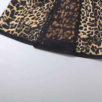Leopard Pattern print Casual Bandage Trench Jacket