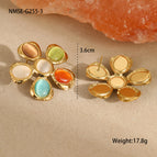One Size / NMSE-G255-3 Flower Earrings