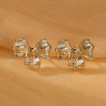 Sweet Bow Design Titanium Steel Earrings Women Entry Lux 18K Gold Plated Stainless Steel Studs