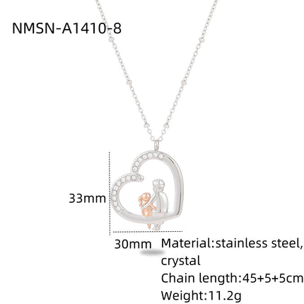 Heart Shape with Diamond Titanium Steel Necklace Women Creative Stainless Steel Embellished