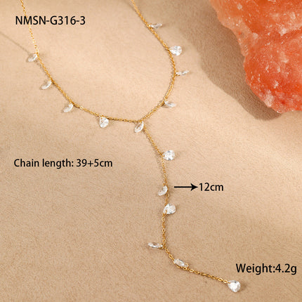 Tassel Y Chain Stainless Steel Necklace 18K Gold Plating Titanium Steel Necklace