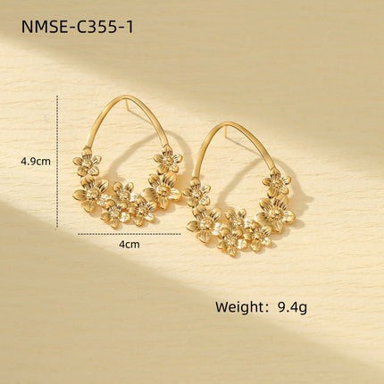 Summer Butterfly Titanium Steel Earrings for Women Arrival Light Luxury All Match Non Fading Floral Earrings for Women