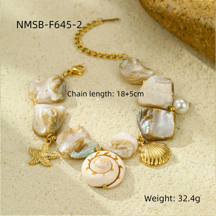 Stainless Steel Bracelet Shell Pearl Light Luxury Titanium Steel Women Bracelet Jewelry