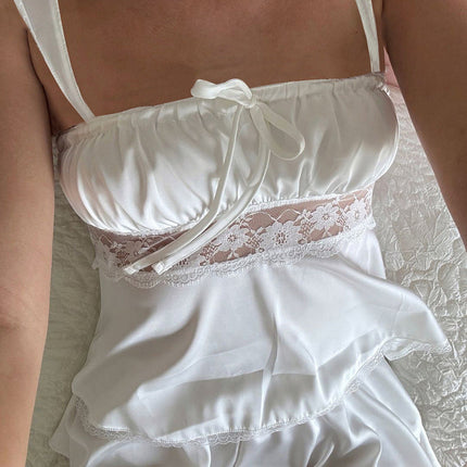 Summer Lace Strap Sleepwear Pajamas Two Piece Set
