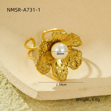 Stainless Steel Ring Exaggerated Irregular Asymmetric Geometric Abstract Plated 18K Gold Titanium Steel Ring Bracelet
