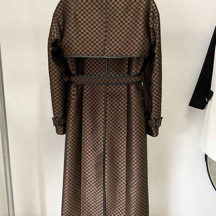Women's Jacquard Jacket Maze Pattern Long Trench