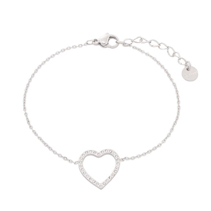 Hollow Out Cutout Heart Micro Rhinestone Titanium Steel Bracelet Women Simple Stainless Steel Ornament Women