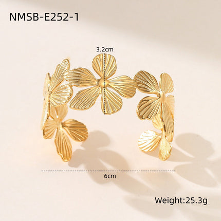 Floral 18K Titanium Steel Bracelet Exaggerated Personalized Stainless Steel Petals Bracelet Jewelry Women