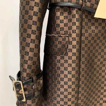 Women's Jacquard Jacket Maze Pattern Long Trench