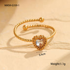One Size / NMSR-G359-1 White Love Heart-Shaped Ring