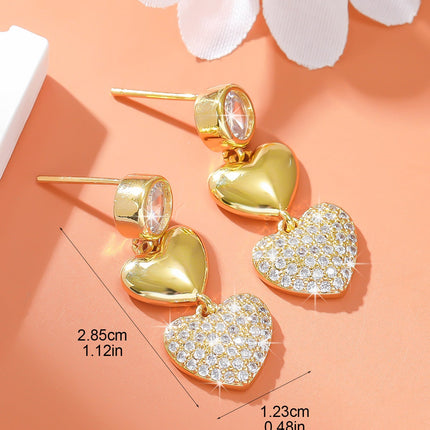 Love Heart Earrings Affordable Luxury Diamond Embedded Double Love Women Earrings