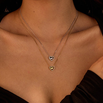 Niche High Grade Love Embellished Zircon Titanium Steel Clavicle Chain Peach Heart Stainless Steel Necklace Women