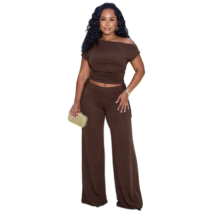 Asymmetric Pleated Jumpsuit Two Piece Set