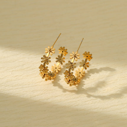 Floral Shaped Titanium Steel Earrings Affordable Luxury High Sense Stainless Steel Studs Women