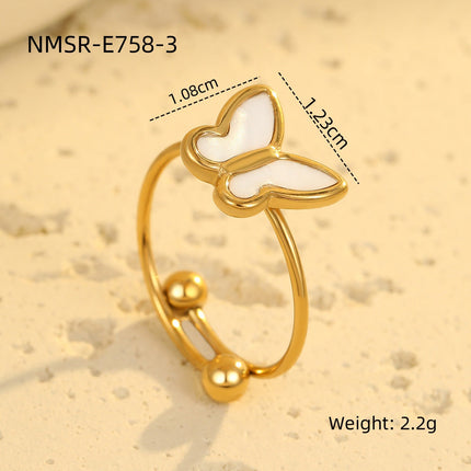 Shell Butterfly Necklace Jewelry Set Women Clavicle Chain Non Fading Ear Stud Ring