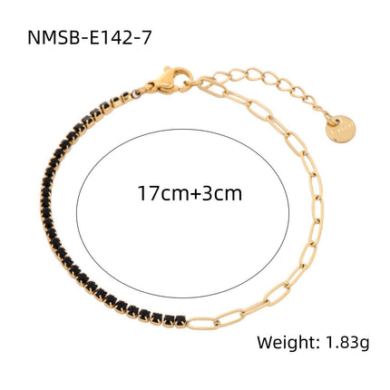 Arrival Rainbow Color Fine Diamond Titanium Steel Bracelets Women Exquisite Small Qiaoyi Row Full Diamond Stainless Steel Jewelry