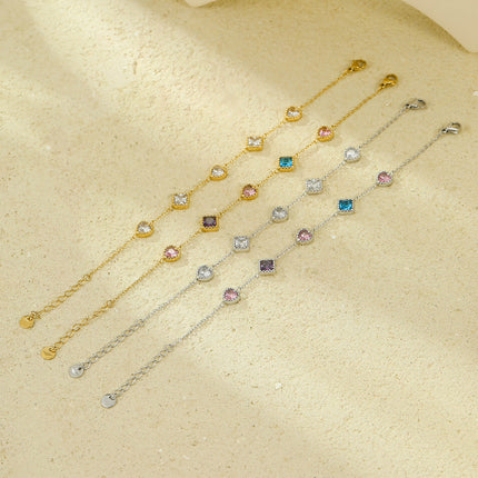 Arrival 18K Gold Diamond Titanium Steel Bracelets Women Affordable Luxury Elegant Heart Trendy Stainless Steel Bracelet