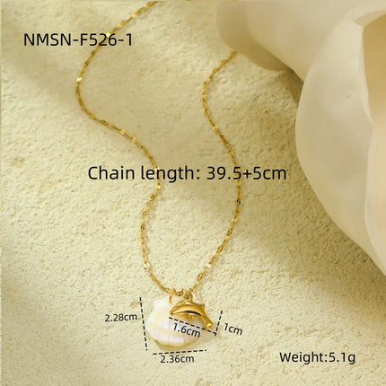 Niche Design Shell Beach Ocean Series Embellished Necklace Starfish Dolphin Clavicle Chain