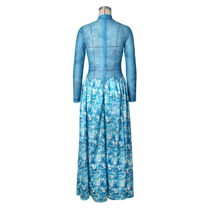 Summer Mesh Floral Print Dress Abstract Flowy Boho Style