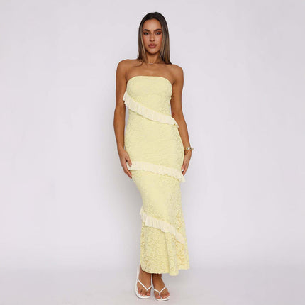 Women Clothing Summer Elegant Tube Top Package Hip Long Dress