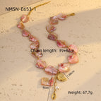 One Size / NMSN-E653-1 Pink Conch Necklace