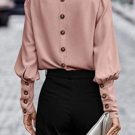 Solid Button Back Blouse