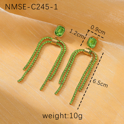 Tassel Pearl Titanium Steel Earrings Women Light Luxury High Grade Diamond Embedded Non Fading Stainless Steel Eardrop