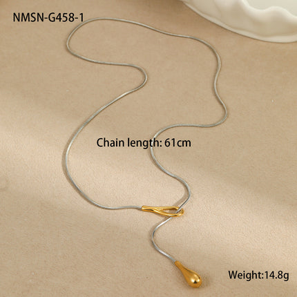 Stainless Steel Necklace Long Water Drop Pull out Y Shaped Chain Necklace for Women Cold Necklace for Women
