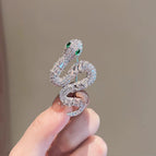 One Size / Green-Eyed Snake Brooch Silver