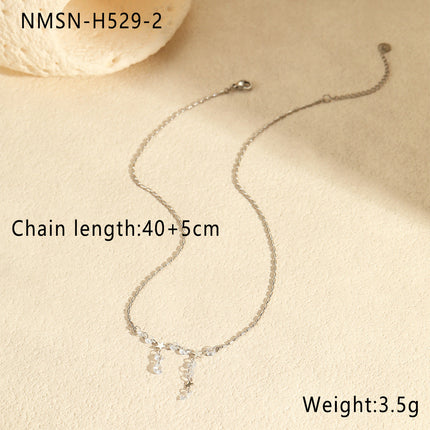 Exquisite Tassel High Grade Stainless Steel Necklace Plated 18 Real Gold Inlaid Zircon All Match Clavicle Chain