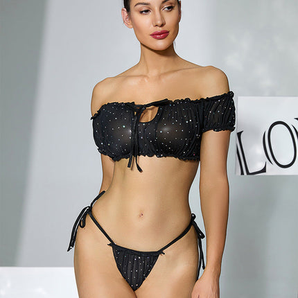 Sequ Dot Mesh Lingerie Two Piece Set