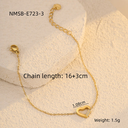 Peach Heart Hollow Out Cutout Stainless Steel Bracelet Minority Simple Couple Same Heart Shaped Bracelet Titanium Steel Bracelet