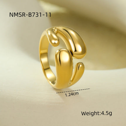 Niche High Grade Stainless Steel Ring Geometric Abstract Open Irregular Asymmetric Non Fading Titanium Steel Ring Ornament