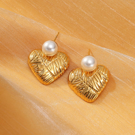 Light Luxury Water Drop Pearl Titanium Steel Earrings Personality All Match Texture Sense Stainless Steel Studs