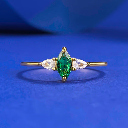 Jewelry Horse Eye Simulation Emerald S925 Sterling Silver Luxury Inlaid Retro Simple Ring