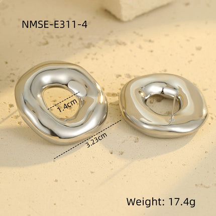Hollow Out Cutout Irregular Asymmetric Hollow Out Cutout round Stainless Steel Studs 18K Gold Women Titanium Steel Earrings Earrings