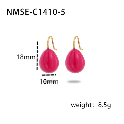 Summer Colorful Oil Necklace Titanium Steel Earrings Simple Design Light Luxury High Grade Sense Summer Water Drop Eardrops Non Fading